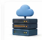 3D cloud hosting server icon